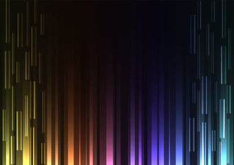 rainbow overlap pixel speed in dark background, geometric layer motion backdrop, simple technology template, vector illustration