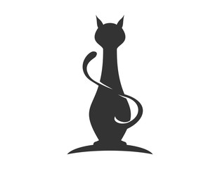black cat on white background