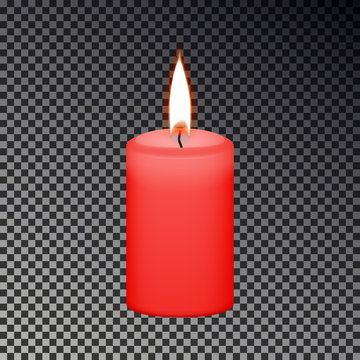Candle flame fire isolated on checkered background, Memorial fire, light sign. Realistic yellow cand