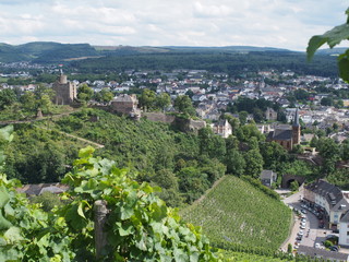 Stadt Saarburg an der Saar - inmitten von Weinbergen in Rheinland-Pfalz
