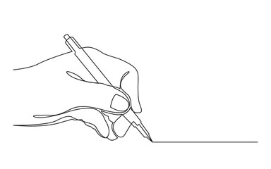 continuous line drawing of hand drawing line with pen - obrazy, fototapety, plakaty