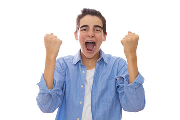 Fototapeta premium young winner with expression of triumph and success