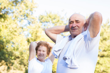 Fototapeta premium older people doing outdoor sports