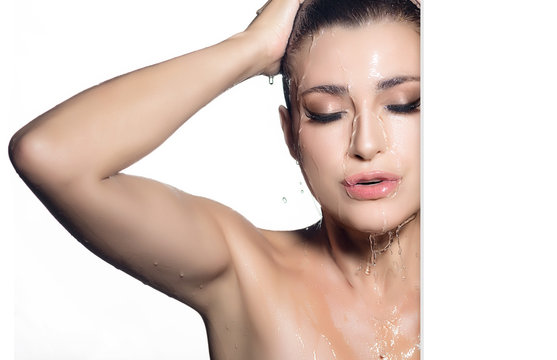 Spa woman. Young beautiful woman during shower