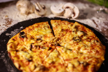 Pizza with mushrooms