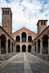 Basilica di Sant'Ambrogio, Milan, Italy. One of the most ancient churches in Milan, it was built by St Ambrose in 379-386, in an area where numerous martyrs of the Roman persecutions had been buried