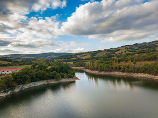 Fototapeta na wymiar Aerial view of the Maroño reservoir, Basque country