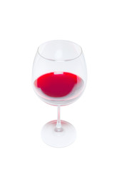 Wineglass with red wine isolated white background