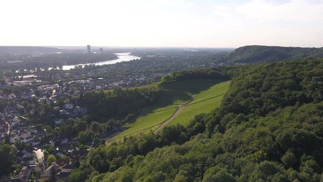 4K Drone Aerial Bonn German city, theatre, Marriott 