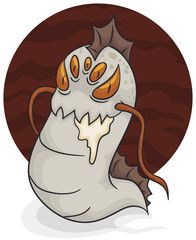 Space Eel with Fierce Look and Conqueror Intentions, Vector Illustration