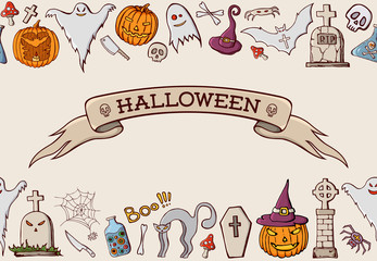 Color cartoon shapes on Halloween theme.