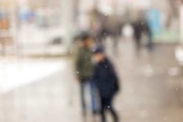 blurred background for winter street