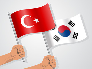 Turkish and South Korea flag vector