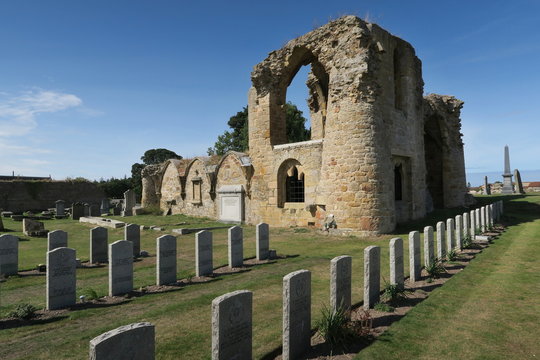 ruins of Kinloss Abbey in nortern Scotland in United Kingdom