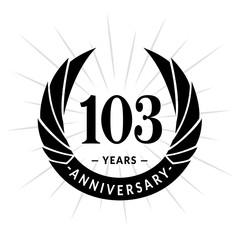 103 years anniversary. Elegant anniversary design. 103 years logo.