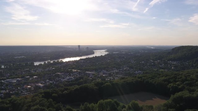 4K Drone Aerial Bonn German city, theatre, Marriott 