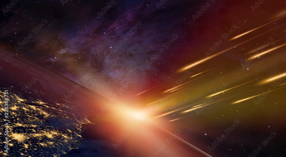 Poster attack of the asteroid on the earth 