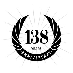 138 years anniversary. Elegant anniversary design. 138 years logo.