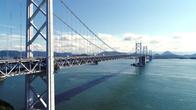 空撮 - 南北備讃瀬戸大橋全景 香川側を望む 上昇