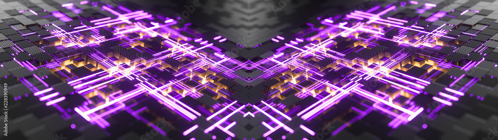 Poster abstract cubic geometric surface. connection concept. structure of lots of carbon fiber blocks with 