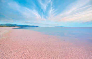 Fotobehang Beautiful landscape with pink salt lake - Ankara, Turkey © muratart