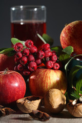Apples and berries with autumn mood