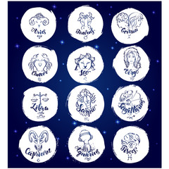 Set of round zodiac signs
