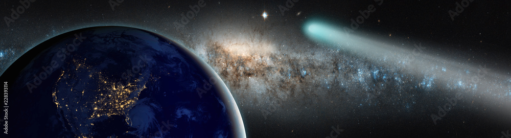 Wall mural comet on the space on the background milkyway galaxy 