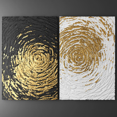 3D wall art, paintings with gold leaf