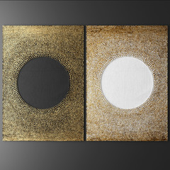 3D wall art, paintings with gold leaf