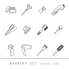 Barber tools icons set