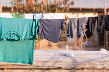 Laundry hanging in a garden