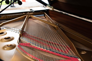 le corde all'interno di un pianoforte