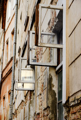 Old houses window vents open. Lviv.