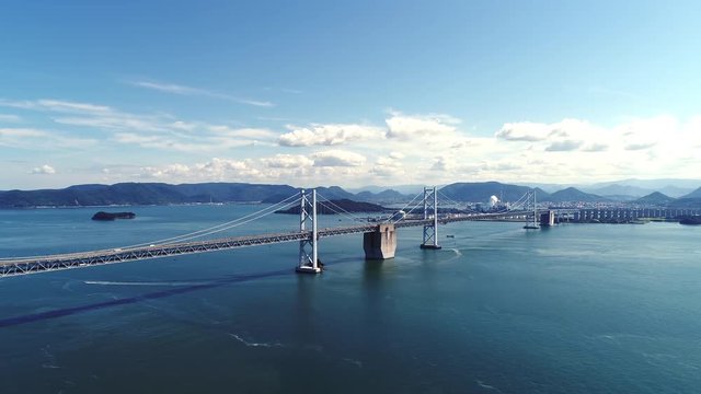 空撮 - 南北備讃瀬戸大橋全景 香川側を望む