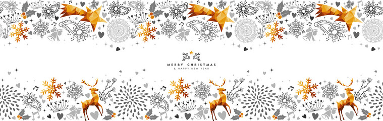 Christmas and New Year gold decoration web banner