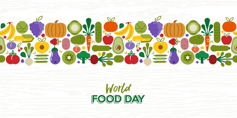 Fototapeta na wymiar Food Day pattern card of vegetables and fruit