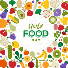 World Food Day card with vegetables and fruit