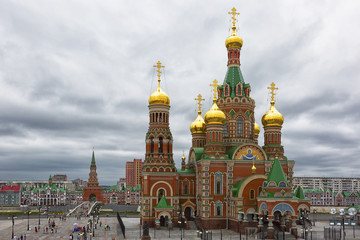Fototapeta na wymiar Yoshkar Ola city. Mari El, Russia.Cathedral of the Annunciation of the Blessed Virgin Mary