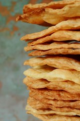 Fresh Puff Cakes for Napoleon Cake Puff pastry for dessert Milfey. French pastries