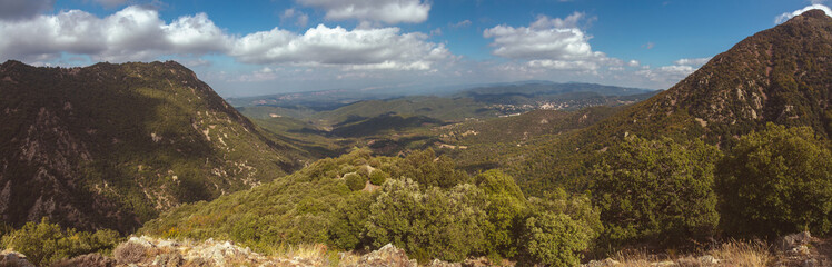 Fototapeta na wymiar Nice beautiful Spanish panoramic landscape, mountain Montseny