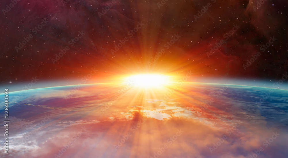 Poster planet earth with a spectacular sunset 
