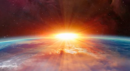 Poster Planet Erde mit einem spektakulären Sonnenuntergang &quot Elemente dieses von der NASA bereitgestellten Bildes&quot  © muratart