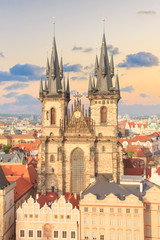 Obraz premium Beautiful view of the Old Town Square, and Tyn Church in Prague, Czech Republic