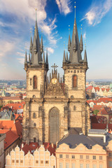 Fototapeta premium Beautiful view of the Old Town Square, and Tyn Church in Prague, Czech Republic
