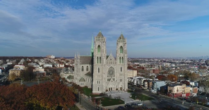 Aerial of a Cathedral in Newark, New Jersey