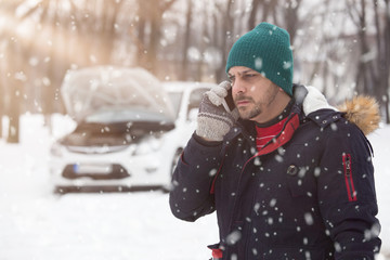 and calling for help because his car is broken.