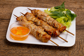 Grilled chicken skewers