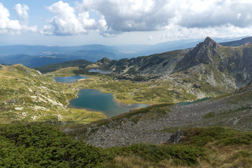 Summer view of The Twin, The Trefoil and The Fish Lakes, Rila Mountain, The Seven Rila Lakes, Bulgaria