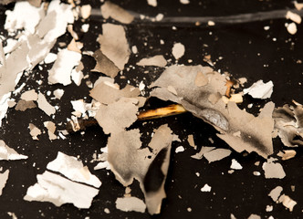 the texture of the paper ash and matches